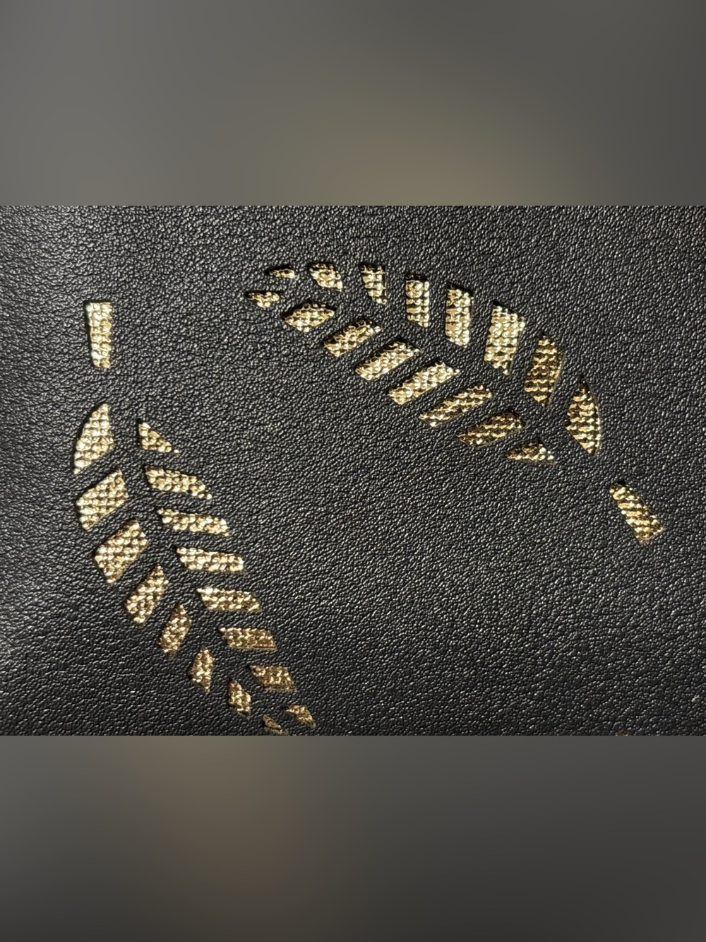 NWOT Black Wallet with Gold Leaf Cutouts - Picture 2 of 10